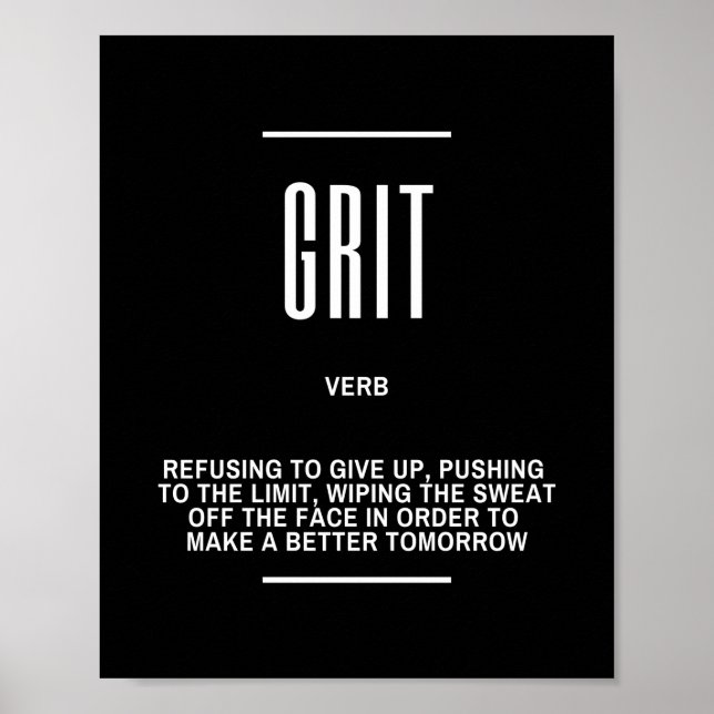 Póster Cita Motivadora Sobre El Grit (Frente)