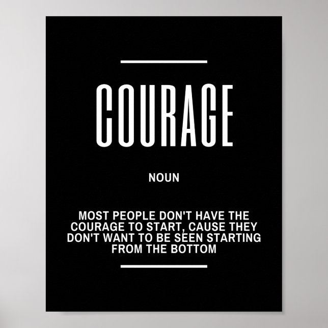 Póster Cita Motivadora Sobre Valor (Frente)