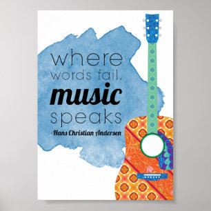 Póster Cita musical palabras que fallan la música habla, 