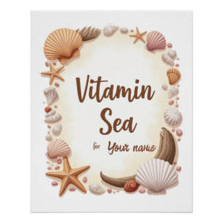 Póster Cita personalizada de “Vitamin Sea” con nombre
