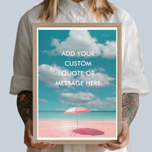 Póster Cita Personalizada – Sombrilla de Playa Rosa