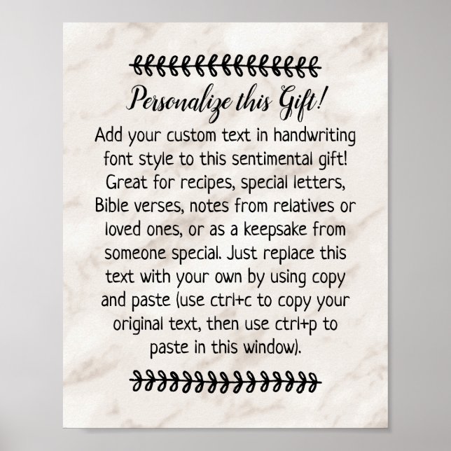 Póster Cita personalizado diciendo carta Keepsake persona (Frente)