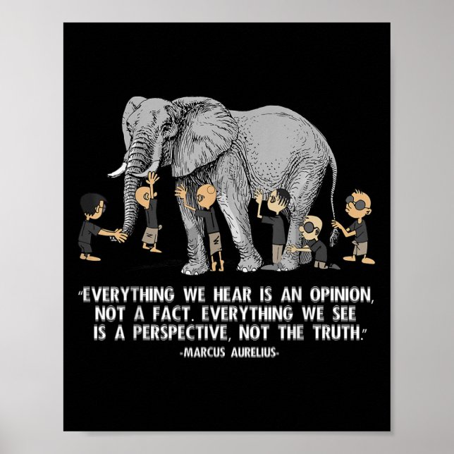 Póster Cita Perspectiva Marcus Aurelius Elephant Illustr (Frente)
