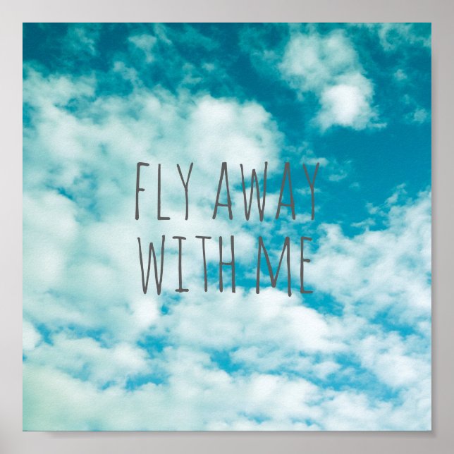 Póster cita poster azul cielo naturaleza foto con texto (Frente)