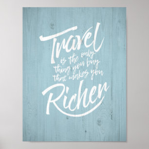 Póster Cita que viaja - diseño de madera rústico