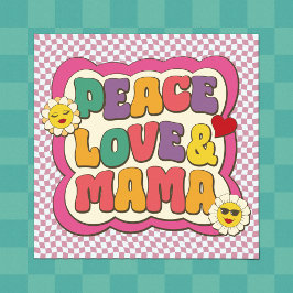 Póster Cita Retro Groovy Mama Tipografía Día de la Madre