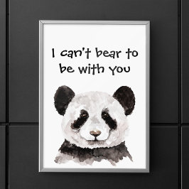Póster Cita Romántica Moderna Con Panda Blanco Y Negro
