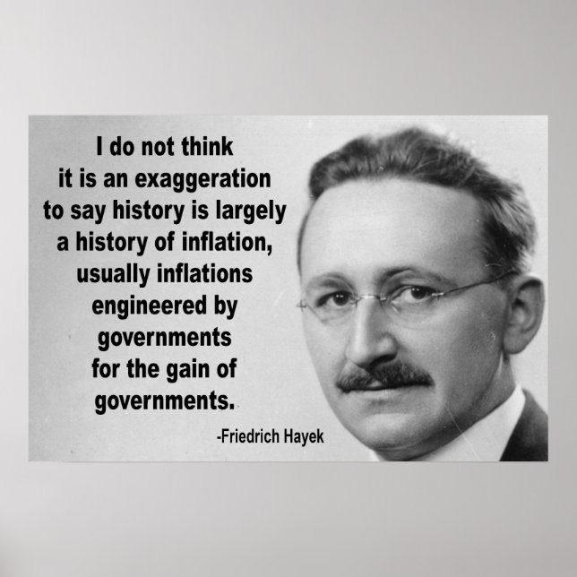Póster Cita sobre la inflación de Friedrich Hayek (Frente)