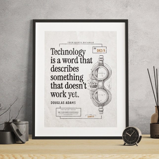 Póster Cita técnica divertida sobre el dibujo de patentes (Funny Tech Quote on Patent Drawing for Geeks Poster)