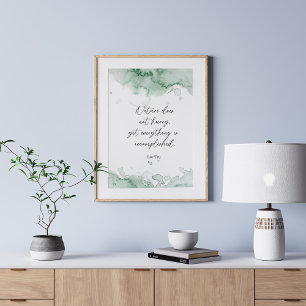 Póster Cita verde de color de agua para Lao Tzu