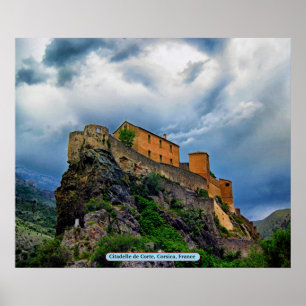 Póster Citadelle de Corte, Córcega, Francia