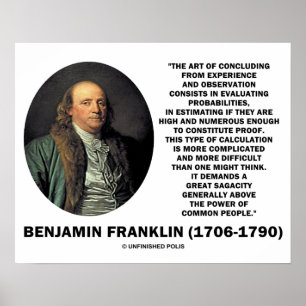 Póster Citando a Benjamin Franklin Evaluando Probabilidad