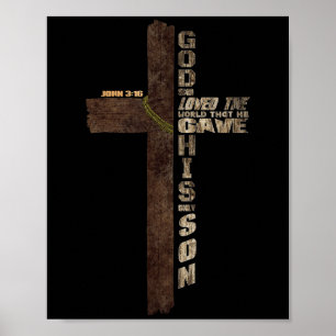 Póster Citas cristianas cruzan la biblia contra John 3.16