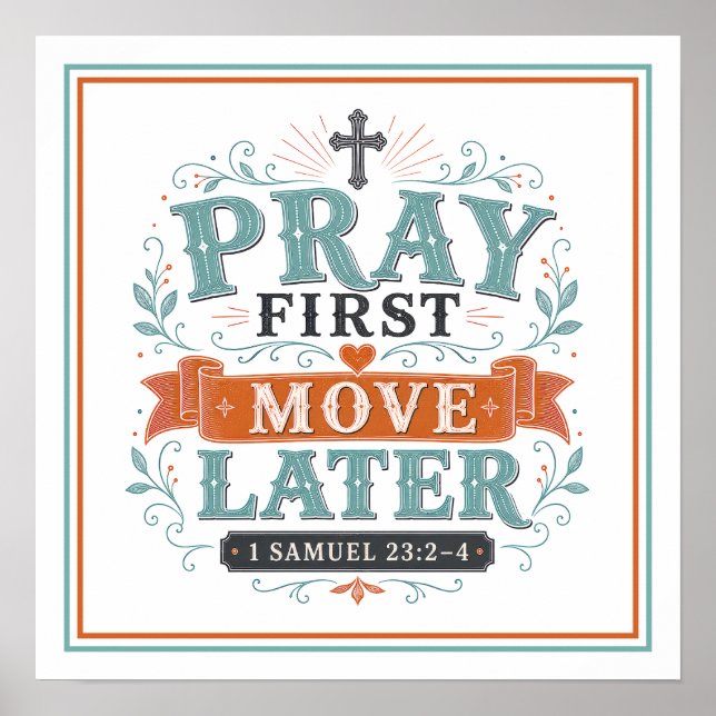 Póster Citas Cristianas Espirituales Rezar Primero Mover  (Frente)
