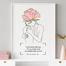 Póster Citas de amor de la línea rosa rosa de Charles Buk