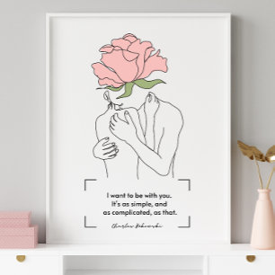 Póster Citas de amor de la línea rosa rosa de Charles Buk