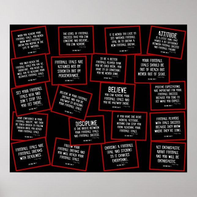Póster Citas de fútbol en rojo, negro y blanco (Frente)