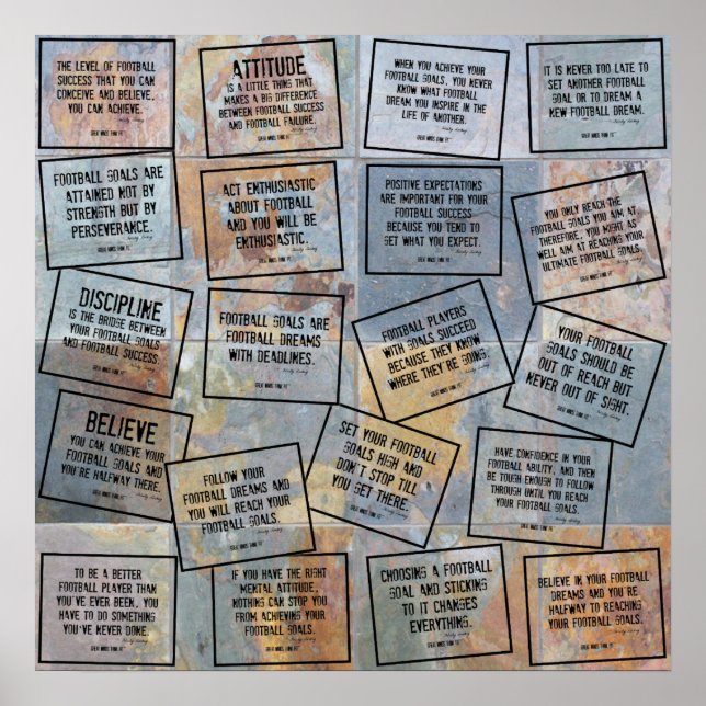 Póster Citas de fútbol sobre el collage en pizarra (Frente)
