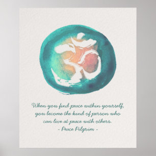Póster Citas de instructores de meditación de color agua 