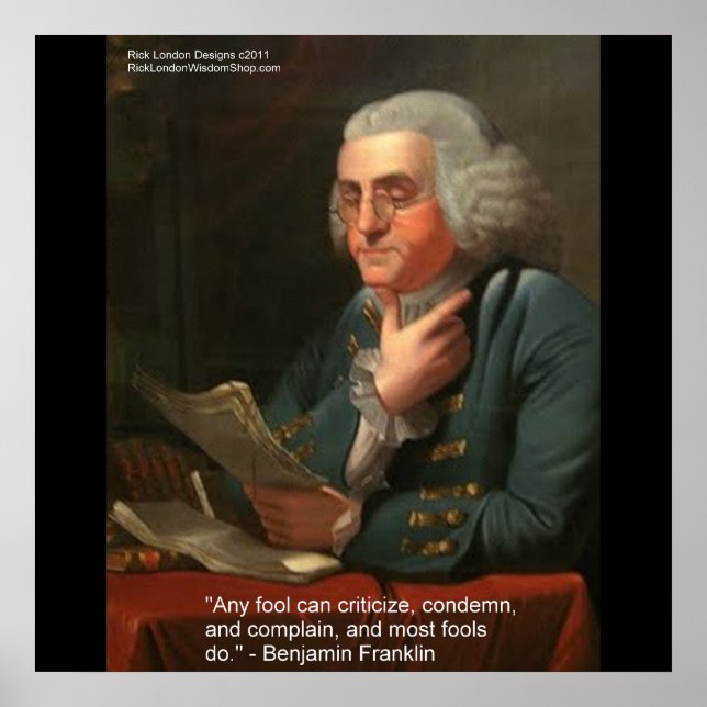 Póster Citas de Sabiduría de Ben Franklin "Impresiones de (Frente)