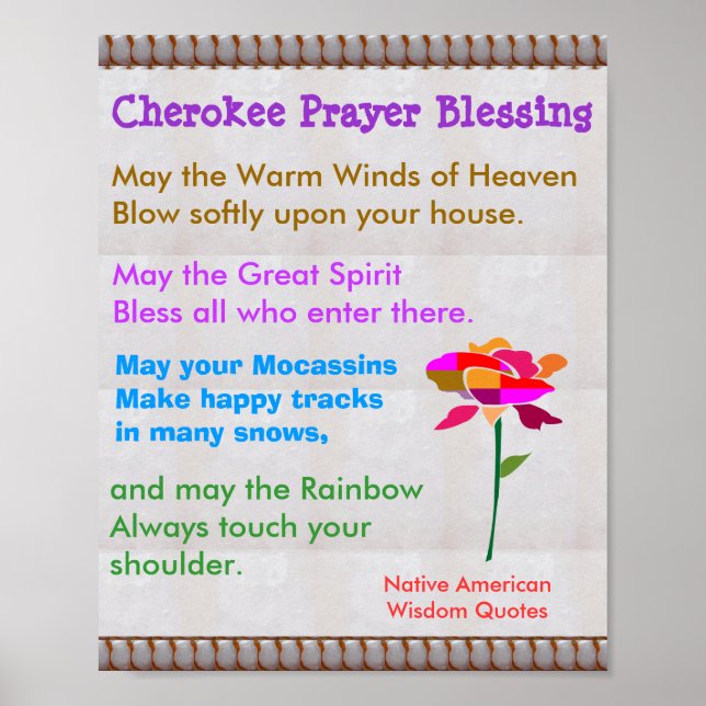 Póster Citas de sabiduría nativa norteamericana (Frente)