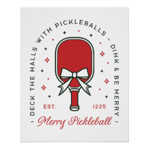 Póster citas divertidas de pickleball de Navidad estética