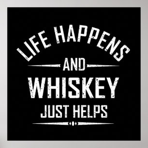 Póster Citas divertidas de whisky ayudan a beber alcohol
