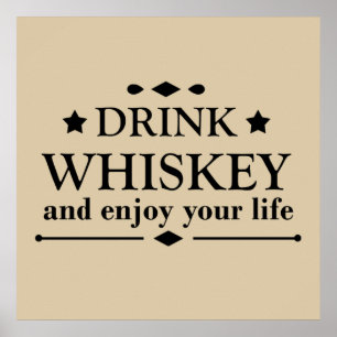 Póster Citas divertidas de whisky sobre beber alcohol 