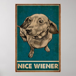 Póster Citas divertidas del perro Dachshund del retro Nic