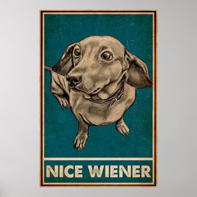 Póster Citas divertidas del perro Dachshund del retro Nic (Frente)