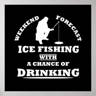 Póster Citas divertidas sobre el alcohol y la pesca en el