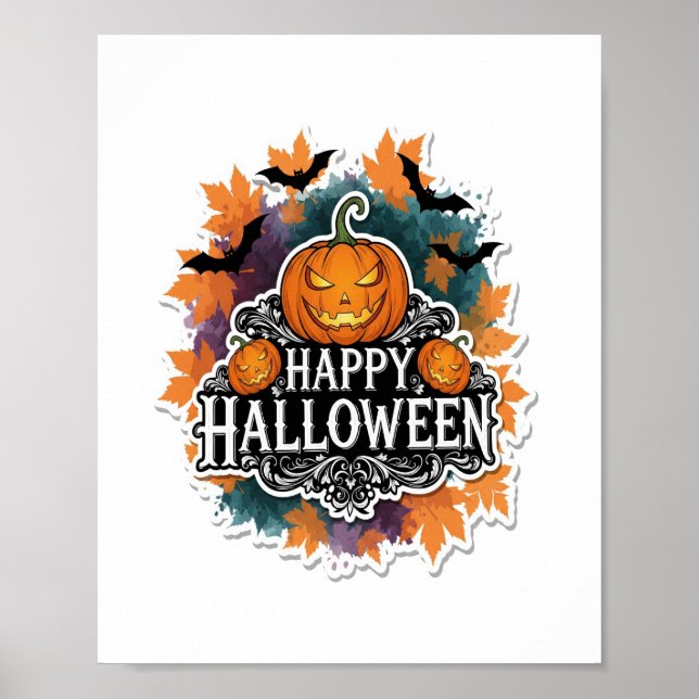 Póster Citas divertidas y espeluznantes de Halloween feli (Frente)