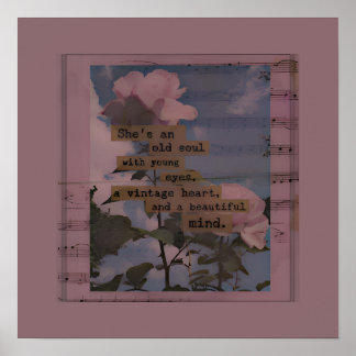 Póster Citas estéticas, rosas, cosecha femenina, romántic