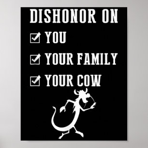 Póster Citas Graciosas De Dishonor En Tu Vaca