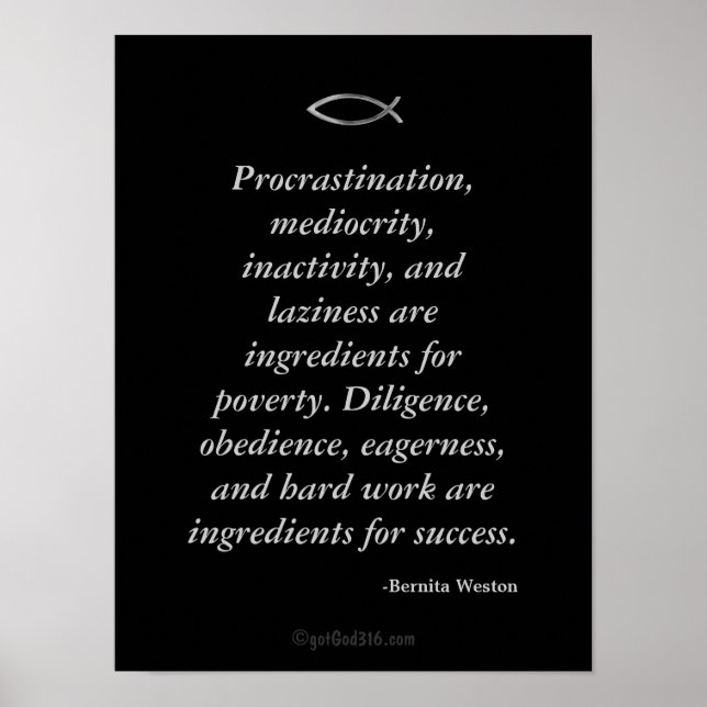 Póster Citas inspiradoras de claves de disciplina (Frente)