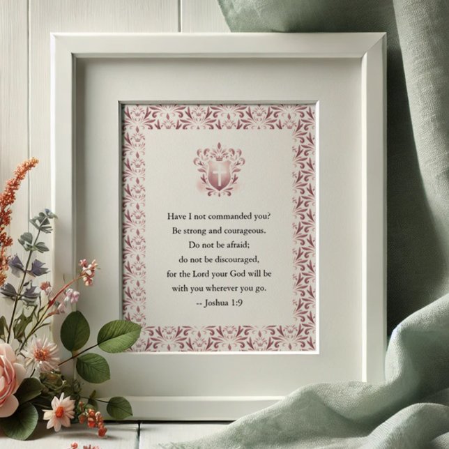 Póster Citas Inspiradoras de la Biblia para mujeres (Inspirational quote for her features a bible verse and a pink pattern watercolor design. )