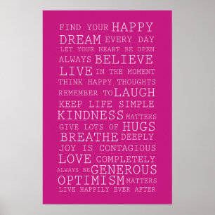 Póster Citas inspiradoras Pink Find Your Happy