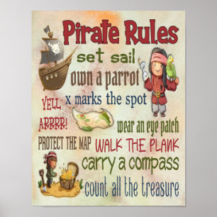 Póster Citas motivacionales de reglas de piratería - Post