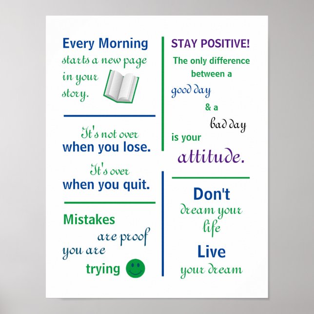 Póster Citas motivacionales en casa o aula (Frente)