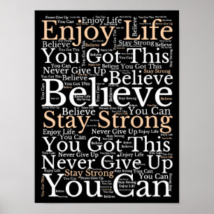 Póster Citas Motivacionales. Patrón de WordArt Blanco Neg