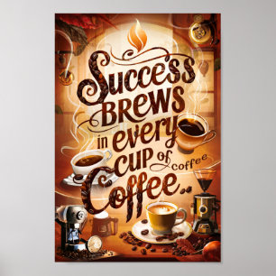 Póster Citas motivadoras de café de éxito y creatividad