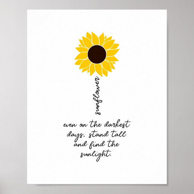 Póster Citas positivas de girasol Motivación Inspiradora (Frente)
