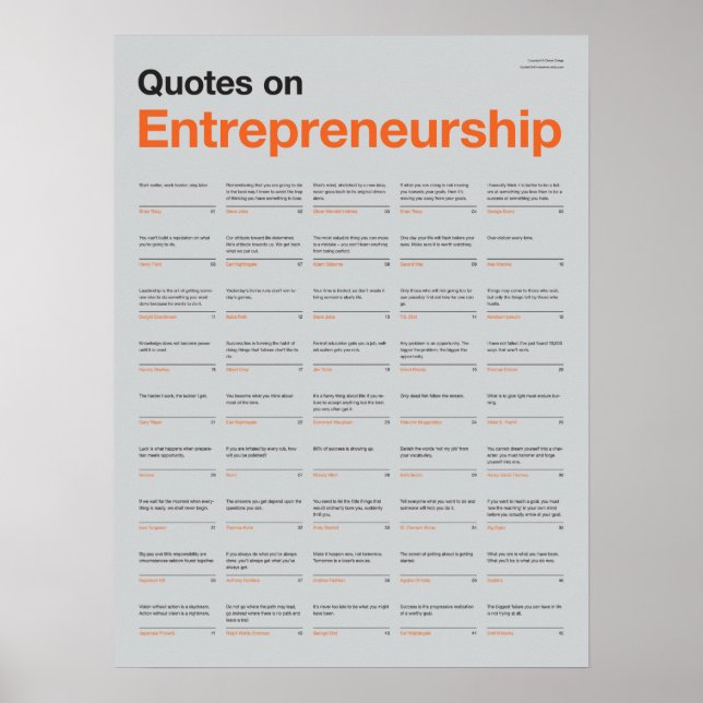Póster Citas sobre Poster de emprendedores - Edición gris (Frente)