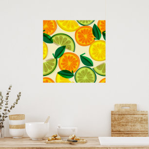 Póster Cítricos coloridos l Fruto de verano l Naranja Ama