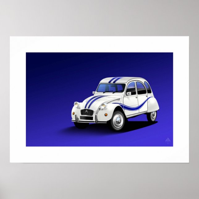 Póster Citroen 2CV Ilustracion Poster Beachcomber (Frente)