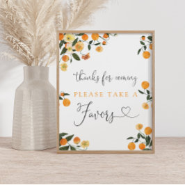 Póster Citrus Baby Shower Gracias Por Venir A Favor Del R