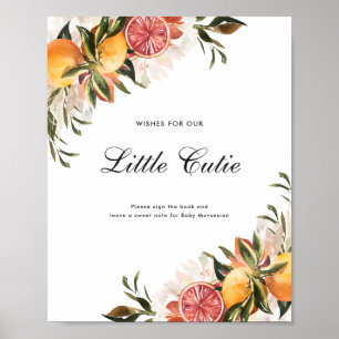 Póster Citrus Botánico Letrero de libro de invitados pa