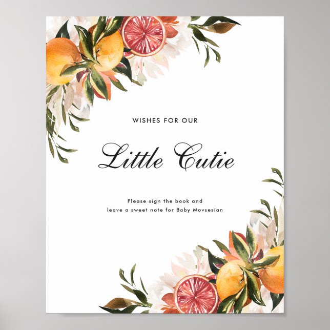 Póster Citrus Botánico | Letrero de libro de invitados pa (Frente)