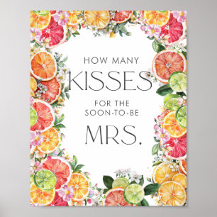 Póster Citrus Bridal Shower: Cuántos besos