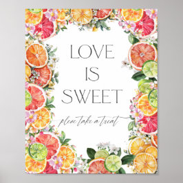 Póster Citrus Bridal Shower Love Is Sweet